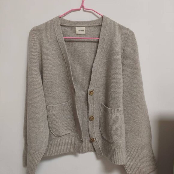 Khaite Beige 100% Wool Cardigan Sweater - Size M - Picture 4 of 7